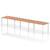 Impulse Single Row 3 Person Bench Desk W1400 x D800 x H730mm Beech Finish White Frame - IB00334 DD